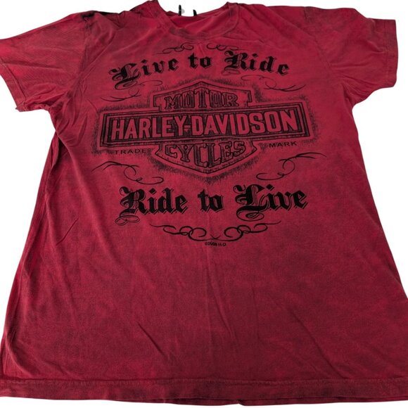 Harley Davidson Live to Ride T Shirt Mens Size Large Red Cotton Wilkesboro NC - Picture 1 of 12